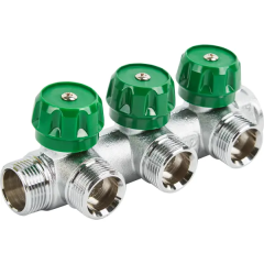 Коллектор регулирующий Stout на 3 отвода 3/4"x3/4" латунь