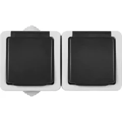 Розетка двойная накладная LK Studio Aqua с заземлением с крышкой IP54 цвет серый