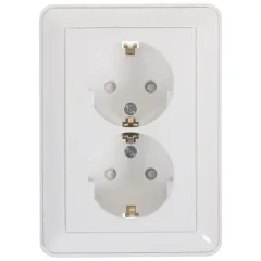 Розетка двойная встраиваемая Systeme Electric W59 с заземлением со шторками цвет белый RS16-255-18