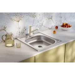 Мойка для кухни накладная Kromrus 50x50 см глубина чаши 13.5 см нержавеющая сталь цвет серебристый