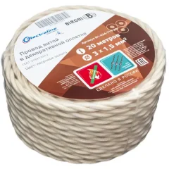 Ретро провод Electraline 3x1.5 20 м ГОСТ цвет песочное золото