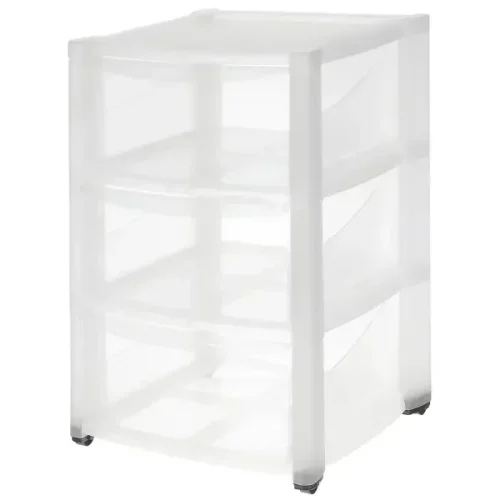 Комод на колесах 3 ящика 37x60x39 см пластик цвет прозрачный