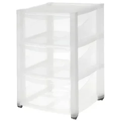 Комод на колесах 3 ящика 37x60x39 см пластик цвет прозрачный