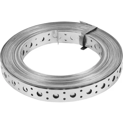 Перфорированная лента прямая LP 20x0.5 25 м оцинкованная сталь цвет серебро