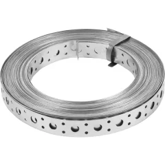 Перфорированная лента прямая LP 20x0.5 25 м оцинкованная сталь цвет серебро