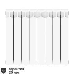 Радиатор секционный Rifar Monolit 500/100 8 секций боковое подключение биметалл белый